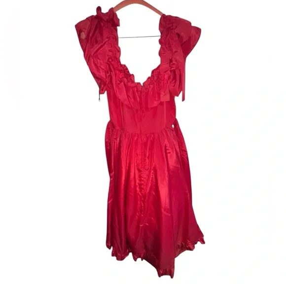Vintage Gunne Sax Red Ruffle Dress Cottagecore Renaissance Gown - Picture 4 of 15